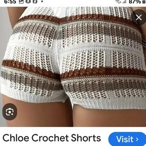 Chloe Brown And White Crochet Beach Shirts 5XL